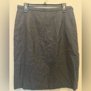 Classic Gianni Dark Grey Wool Pencil Skirt, Size 14